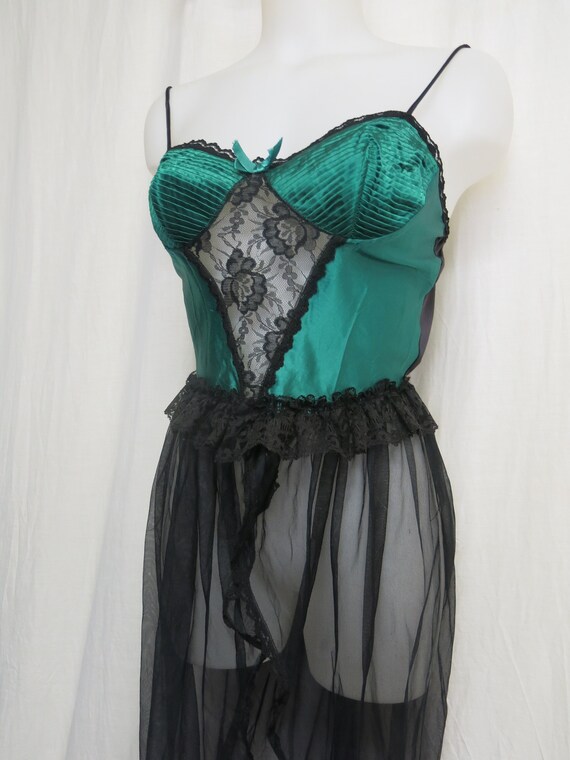 Sheer Nightgown Burlesque Style 1970's Nylon Nigh… - image 4