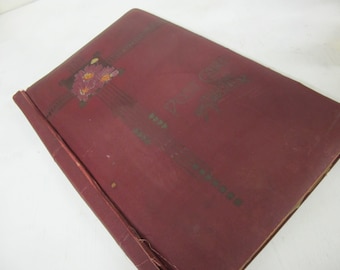 Antique Postcard Album Embossed Faux Leather Scrapbook Photo Album