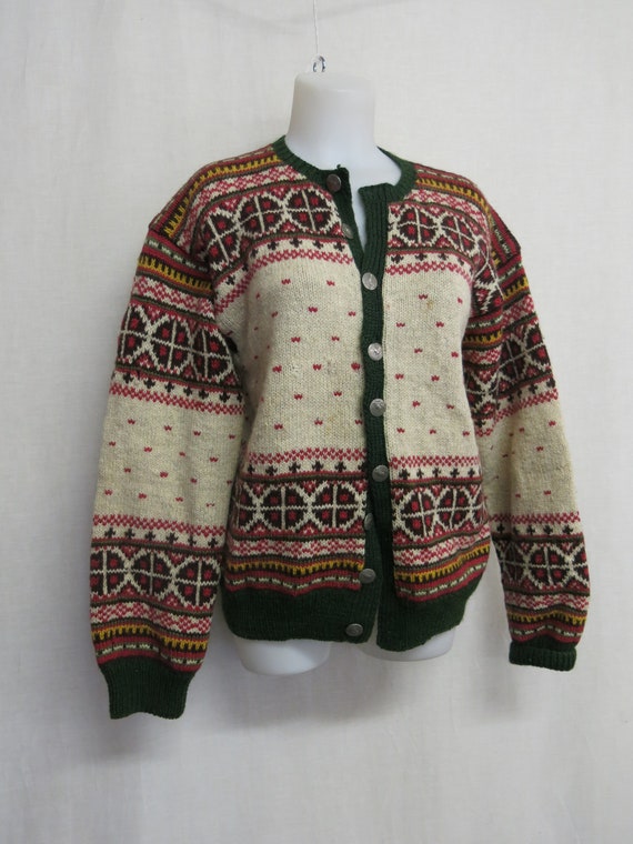 Nordic Cardigan Sweater Norwegian Ski Sweater Hand