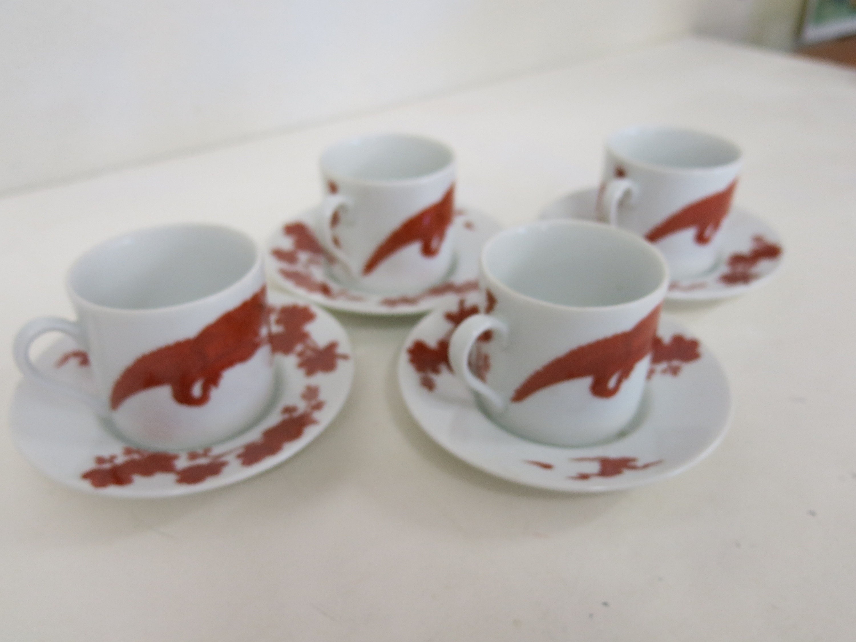Vintage Neiman Marcus Espresso Cups: Japan Porcelain Peacock  display picture 1