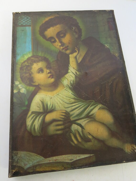 Tableau Vitrail Saint Antoine De Padoue - Art Mural Religieux 70x40cm - Neuf