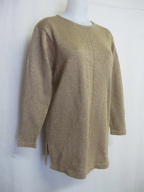 Gold Tunic Sweater Lurex Sweater Metallic Gold Dre