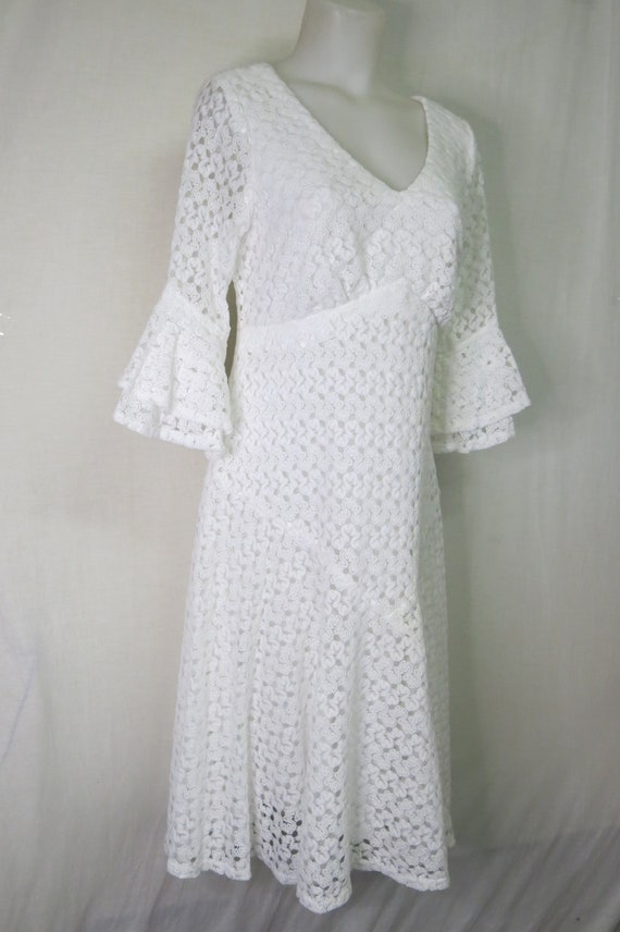 White Crochet Dress White Lace Dress Short Length… - image 3