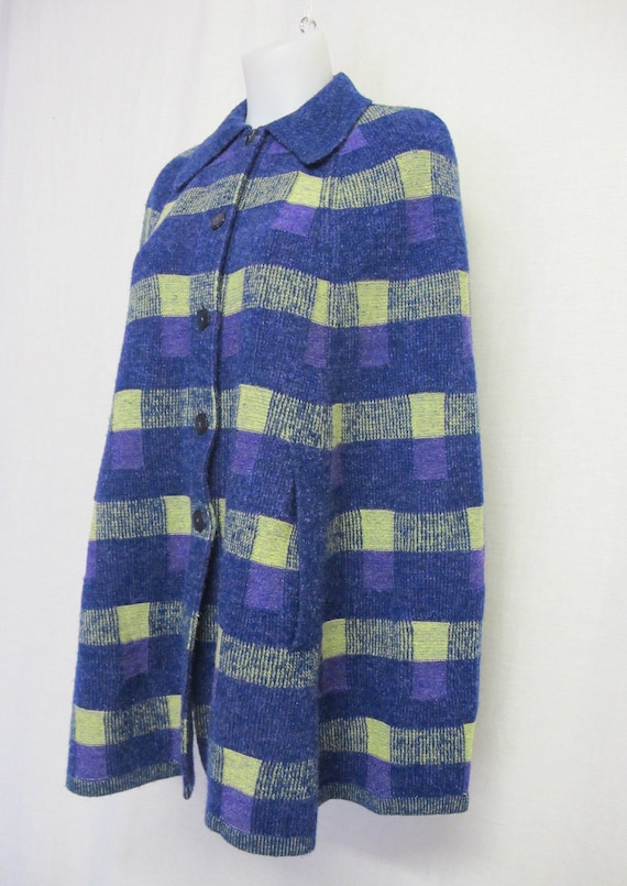 Mod Knit Poncho 1960's Poncho Carnaby Street Plaid