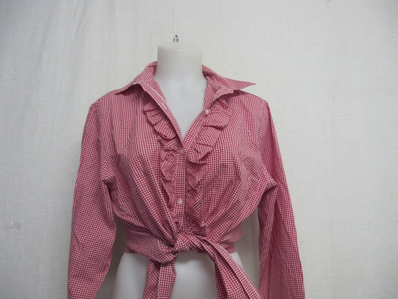 Ralph Lauren Blouse Cotton Gingham Blouse Medium … - image 5