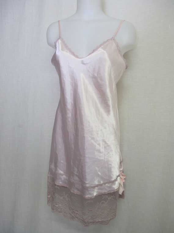 Satin Nightgown Lady Cameo Short Pink Satin Nightg