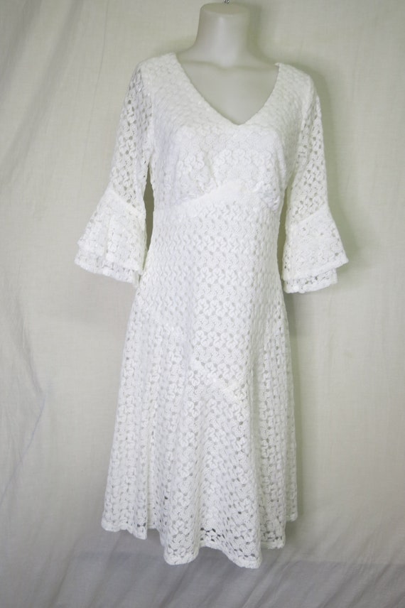 White Crochet Dress White Lace Dress Short Length… - image 2