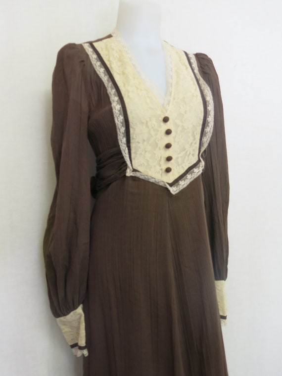 Prairie Style Victorian Dress 1970's Cotton Voile - image 3