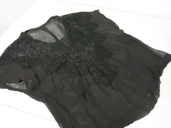 1930s Black Lace Blouse: Sheer Silk Dark Academia… - image 9