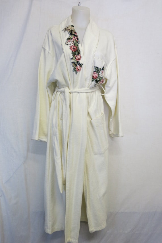 Plush Cotton Robe  Soft Robe Embroidered Robe M/L