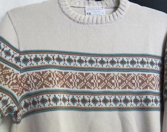 Cotton Sweater Bulky Sweater Fair Isle Sweater Lord Jeff 1970's