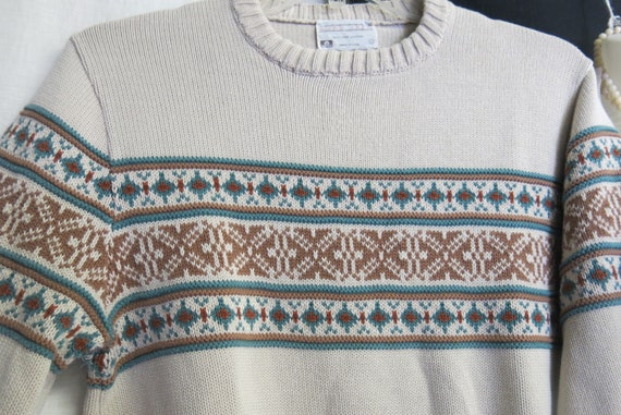 Cotton Sweater Bulky Sweater Fair Isle Sweater Lo… - image 1