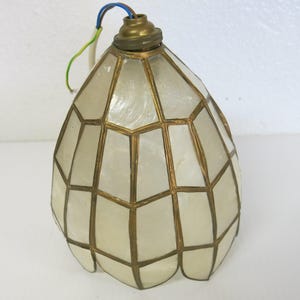 Capiz Shell Lamp Shade Light Fixture Mid Century Capiz  Shell Shade