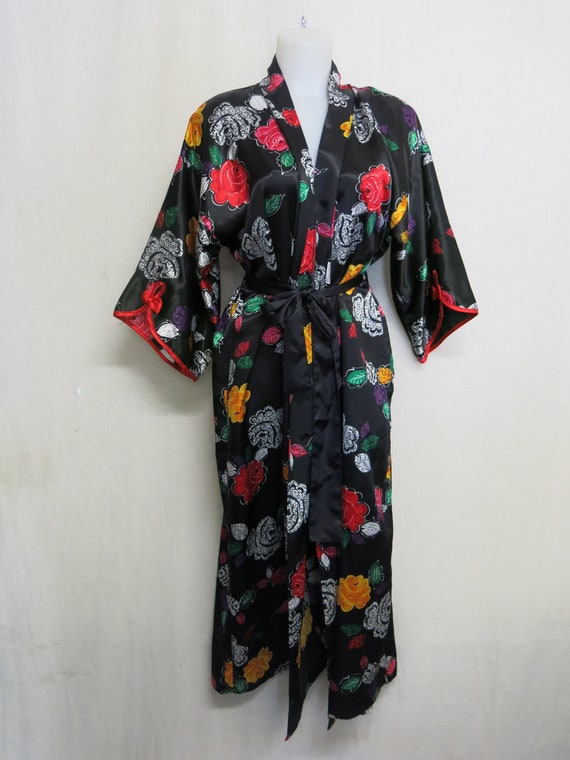 Kimono Robe Floral Satin Robe Full length Loungew… - image 4