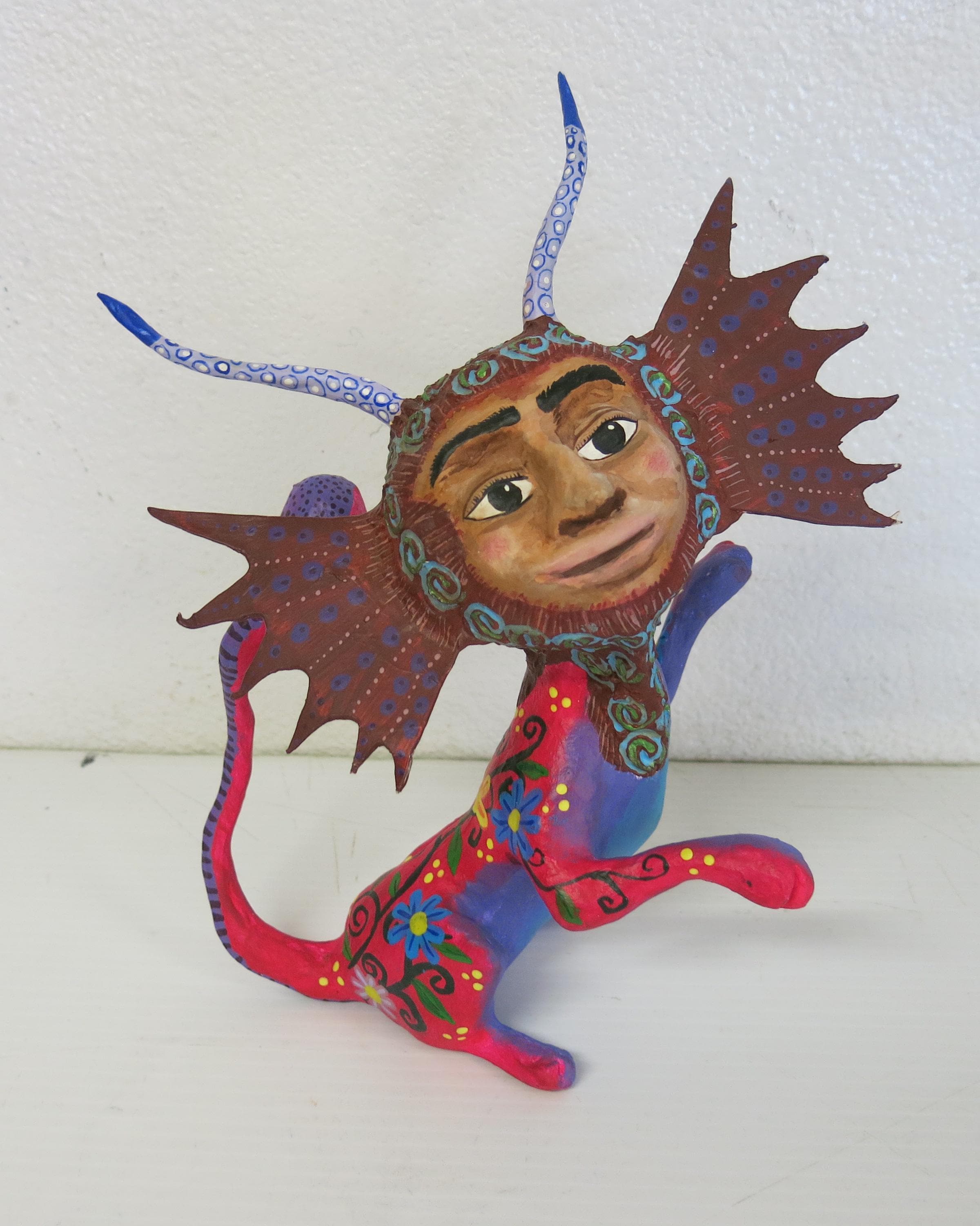 Alebrije Fantasy Creature With Human Face Mexican Folk Art Signed