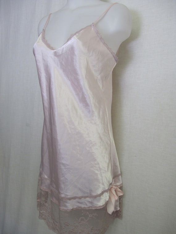 Satin Nightgown Lady Cameo Short Pink Satin Night… - image 2