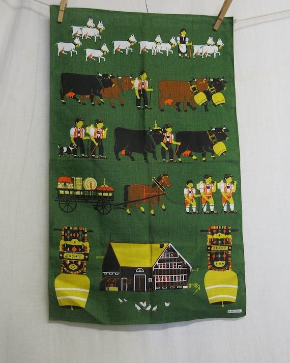 Swiss Linen Kreier Wall Hanging New Deadstock Alps Alpine Table Runner