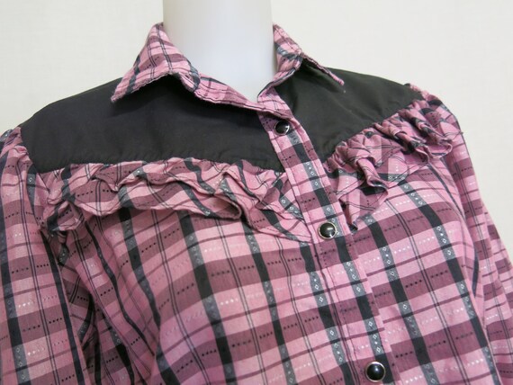 Cowgirl Western Blouse H Bar C Shirt Plaid Shirt … - image 1