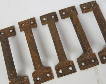 Antique Victorian Cast Iron Drawer Pull Cabinet Pull Industrial Primitive Barn