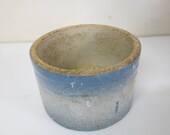 Antique Crock Primitive Pottery Stoneware with Butterfly Butter Crock