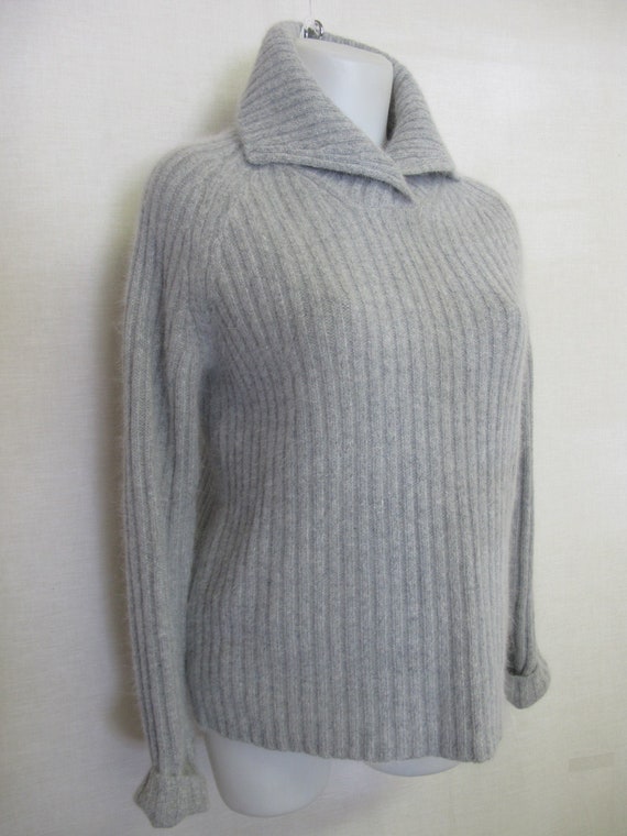 Angora Sweater Gray Angora Sweater 1990 Shawl Coll