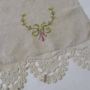 アンティーク刺繍リネンランナードレッサースカーフアーツアンドクラフツ時代