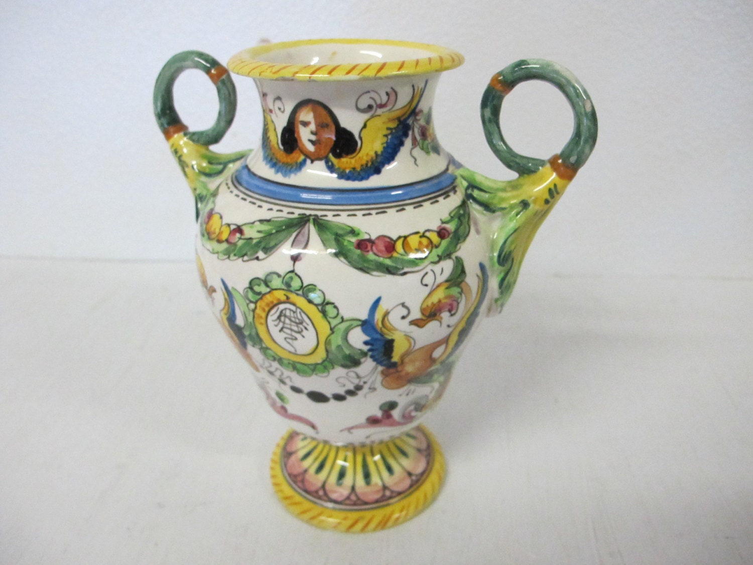 Italian Pottery Vase Florentine Pottery Vase Majolica Pottery Etsy