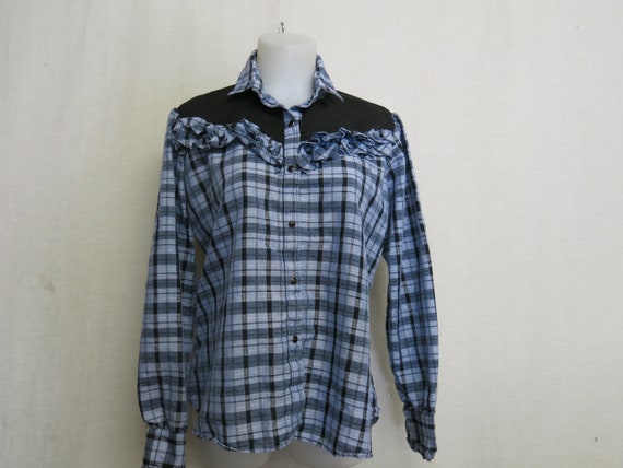 Cowgirl Blouse H Bar C Shirt Plaid Shirt Western … - image 5