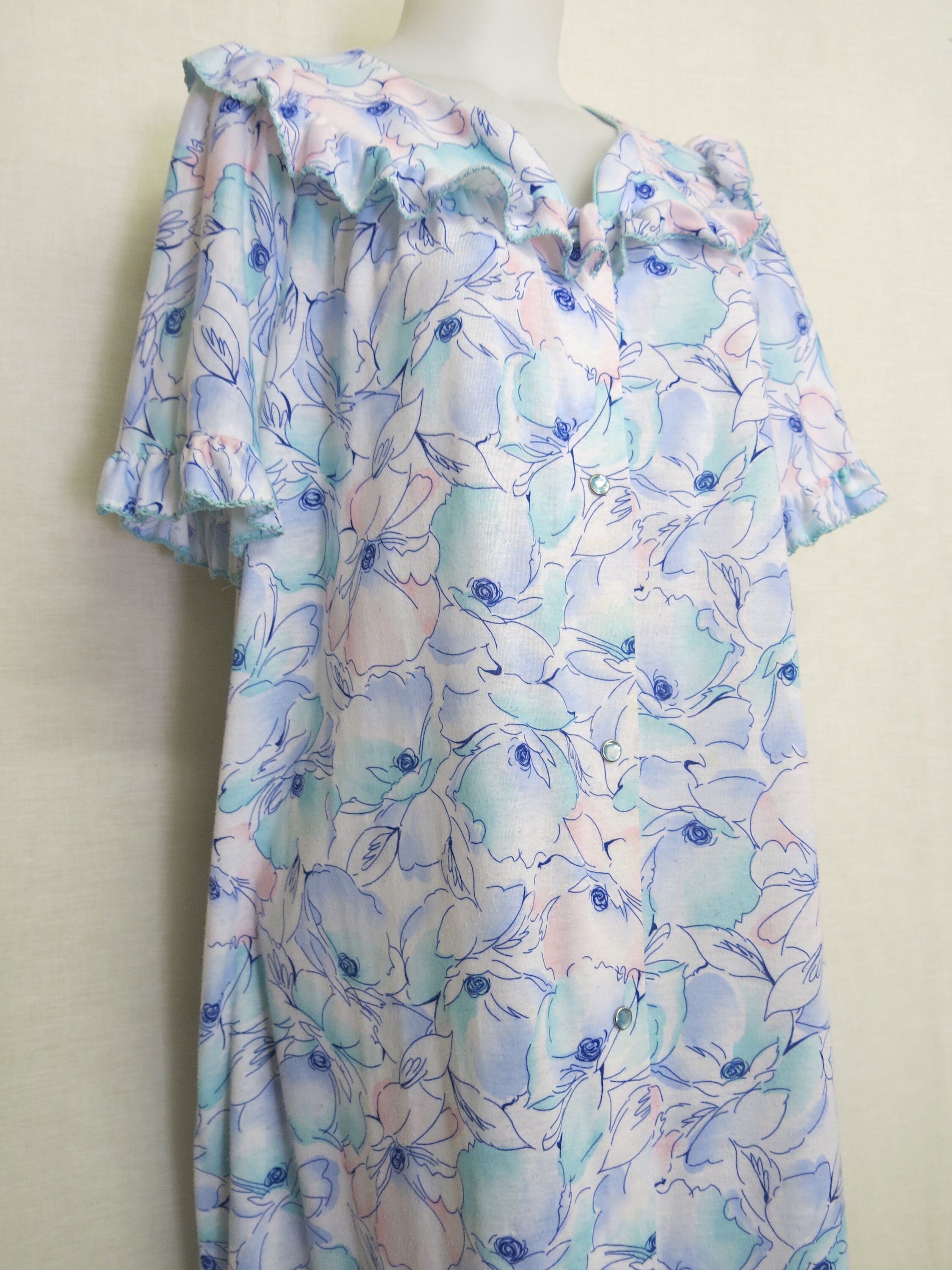 Old Fashioned Nightgown Soft Cotton Jersey House Dress Snap Front LAZY LIFE Etsy UK