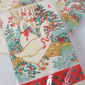 Christmas Paper Napkins Mid Century Set of 3 Packages Christmas Geese CARLTON Cards
