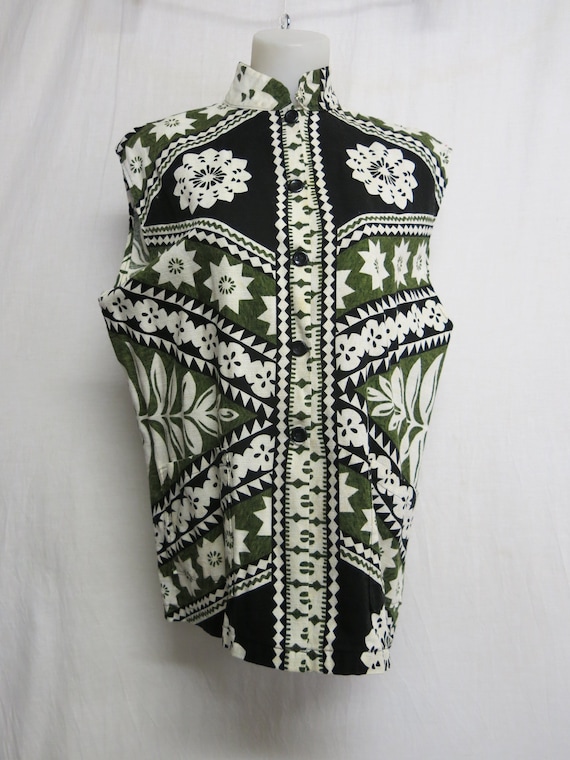 Vintage Hawaiian Blouse Sleeveless Shirt RARE Midc