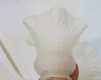 Vintage Frosted Glass Lamp Shade  | Art Deco Revival Tulip Replacement Shade