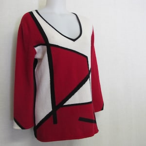 Roter Kaschmirpullover Tunika Mod V-Ausschnitt Intarsia mongolischen Kaschmir