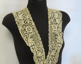 Antique Victorian Lace Collar: Tea Stained, 40" Length