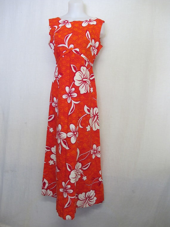 1960's Hawaiian Dress Barkcloth Summer Cotton Dres