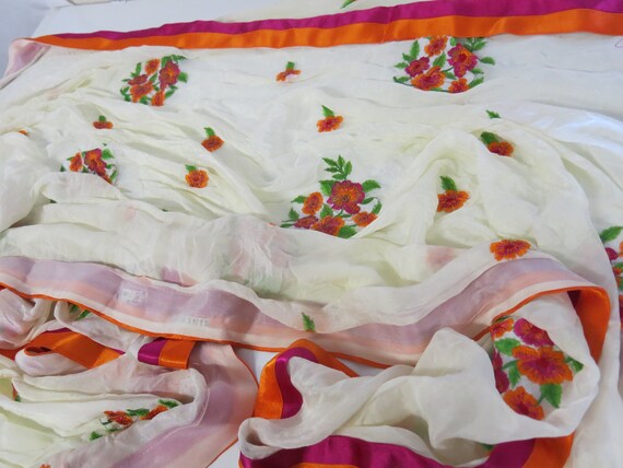 Silk Chiffon Shawl Embroidered Shawl Embroidered … - image 4