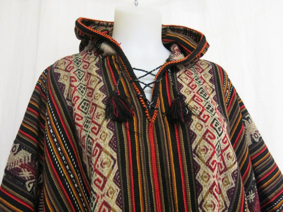 Guatemalan Poncho Wool Cape Wool Cape Fringe Ponc… - image 6