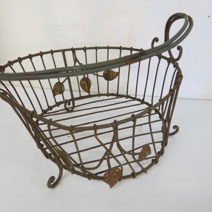 Antique Wrought Iron Metal Basket Victorian Welded Metal Basket Shabby Chic