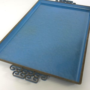 KYES Moiré Glaze Tray Pasadena California Handmade 1950s Asian