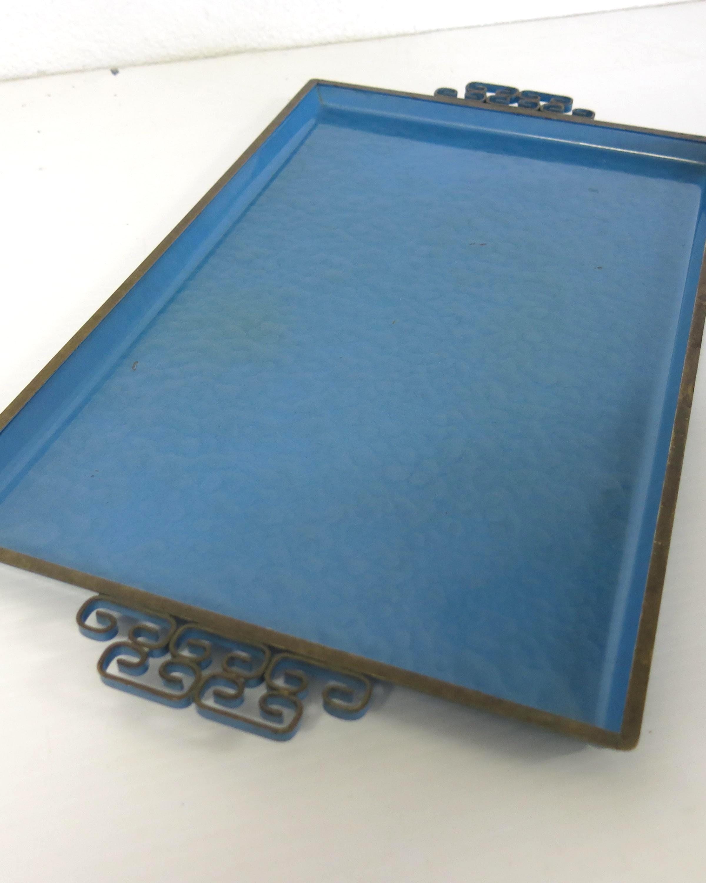 KYES Moiré Glaze Tray Pasadena California Handmade 1950s Asian