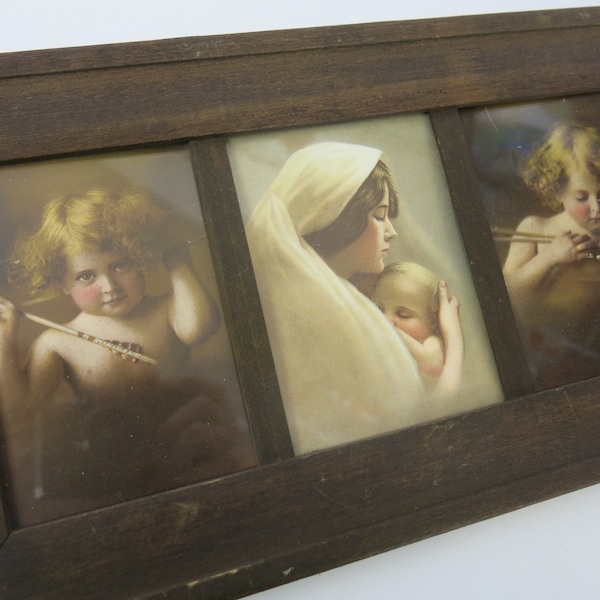 Victorian Print Mother and Baby Antique Hand Tinted Photograph Cupid Awake and Cupid Asleep Print