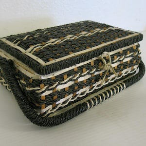Cesta de costura japonesa Cesta de tecido Dritz de meados do século