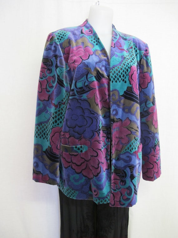 Velvet Jacket Tunic Jacket Floral Velvet Boho Jacket Plus Size - Etsy