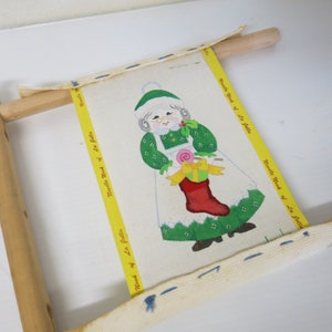 Christmas Needlepoint Canvas Mrs Santa Claus and Frame DEDE