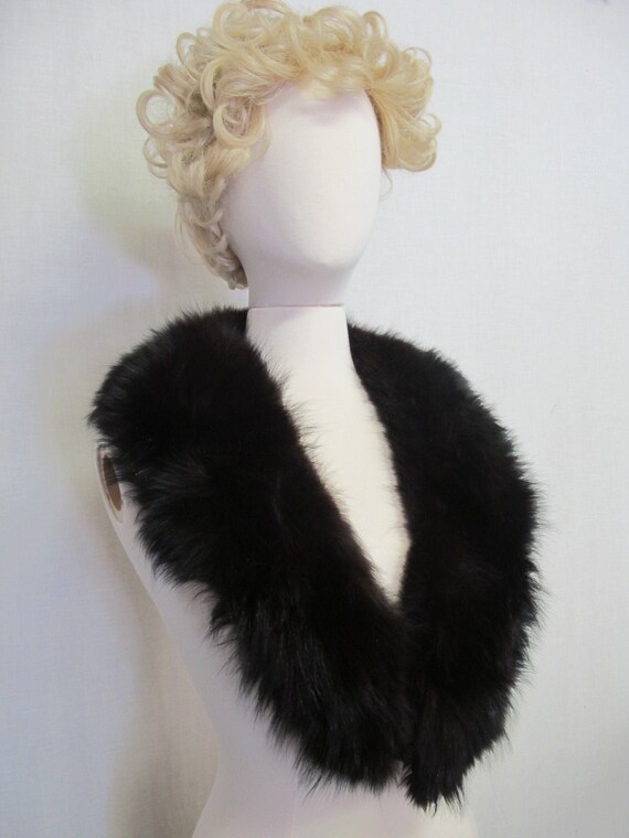 Black Fox Collar Wrap Large Fur Collar Shrug Fox F