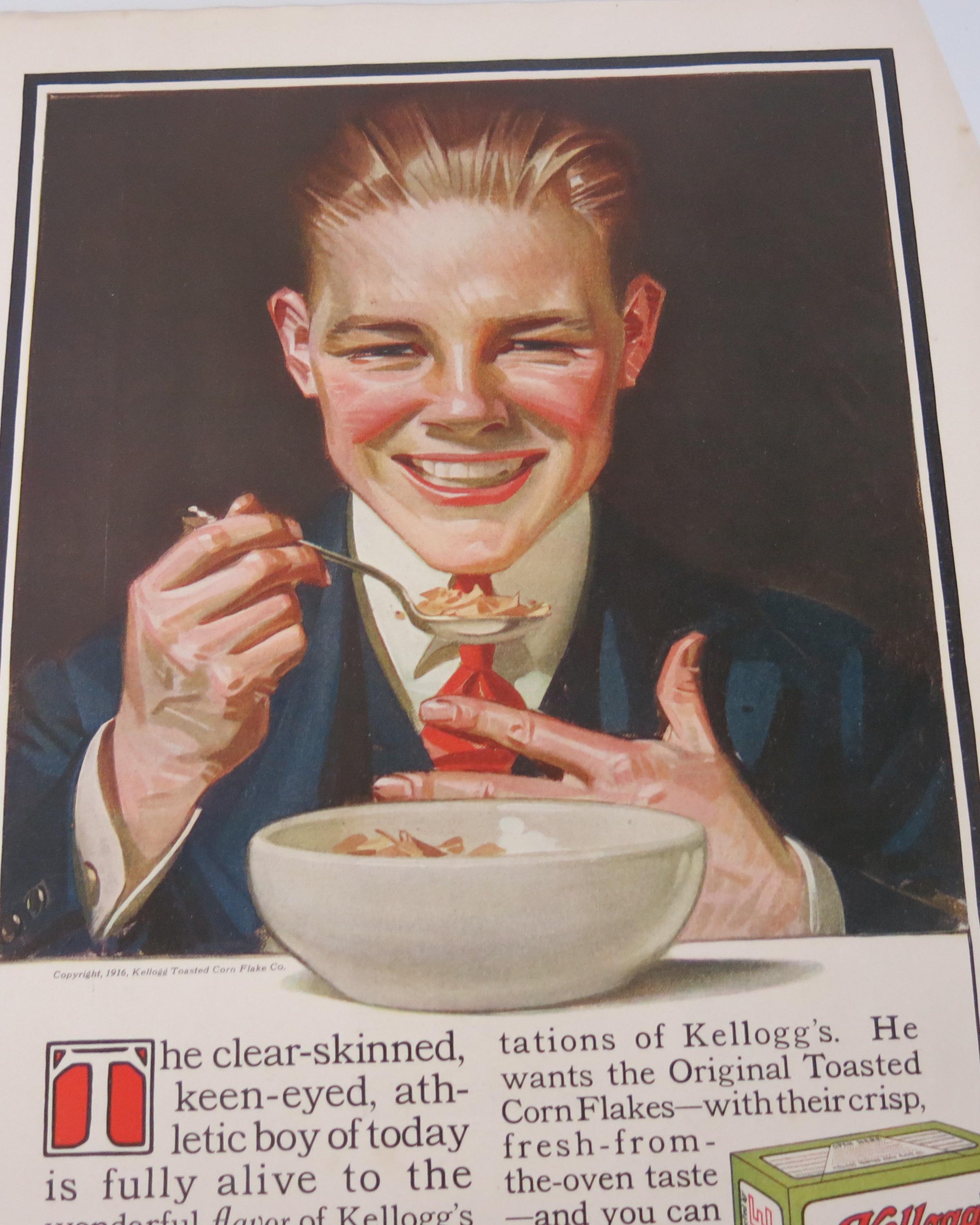 Vintage 1916 Kellogg's Corn Flakes JC Leyendecker Magazine Print