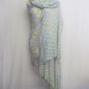 Sari Shawl Embroidered Shawl Seafoam Aqua Shawl Sari Indian Shawl Chiffon Shawl Organza Veil image 2