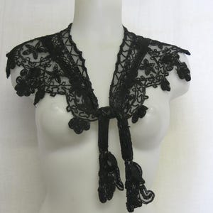 Black Lace Beaded Collar: Victorian Gothic Sequin Neckpiece