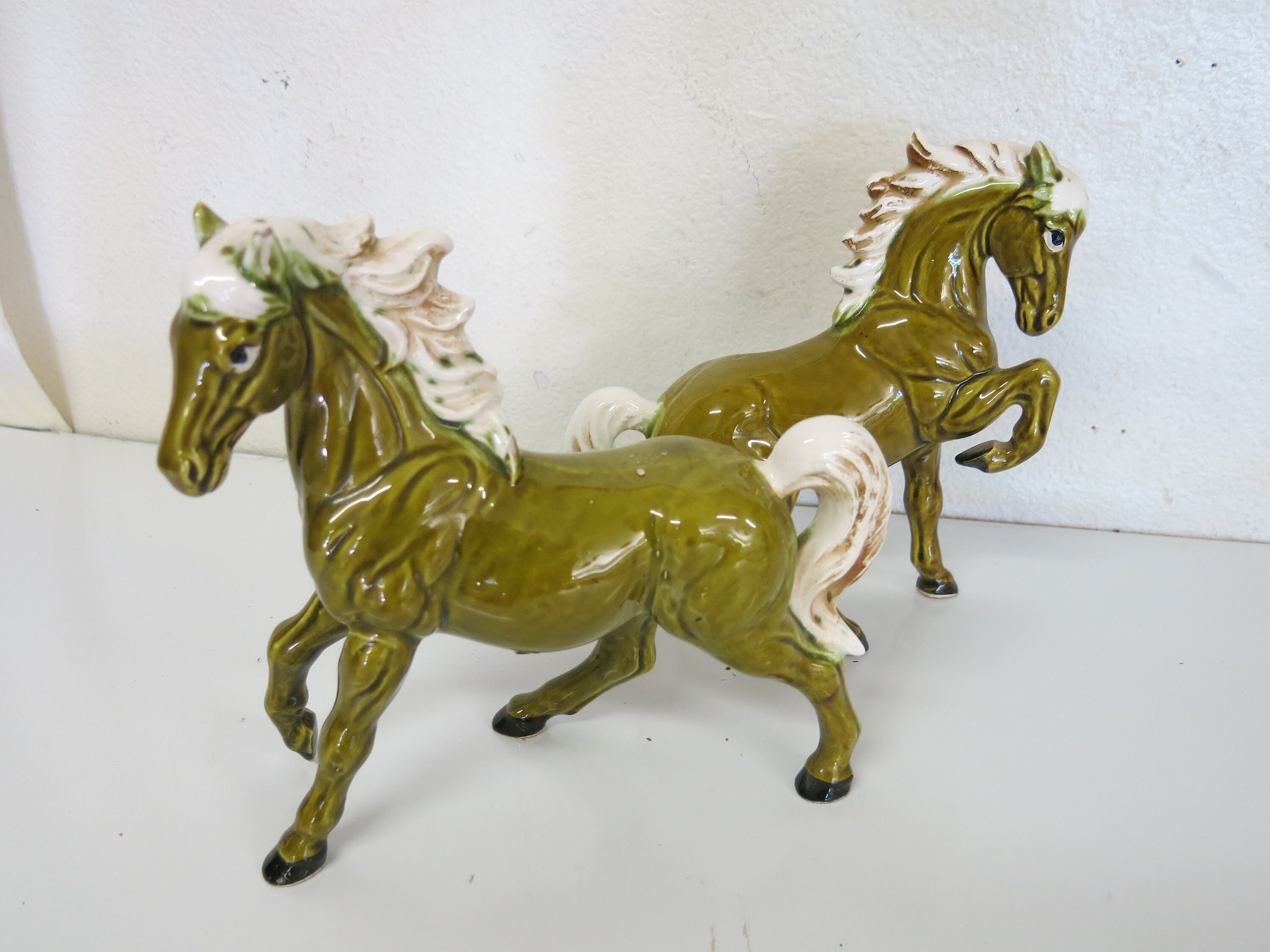 Vintage Ceramic Horses Figurines Mid Century Made in Japan
