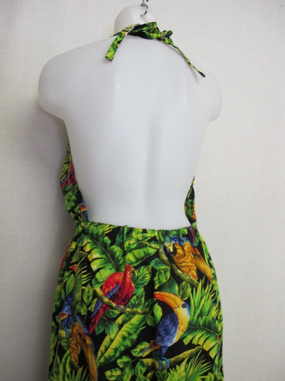 Hawaiian Dress Sun Dress Halter Top Backless Flor… - image 6